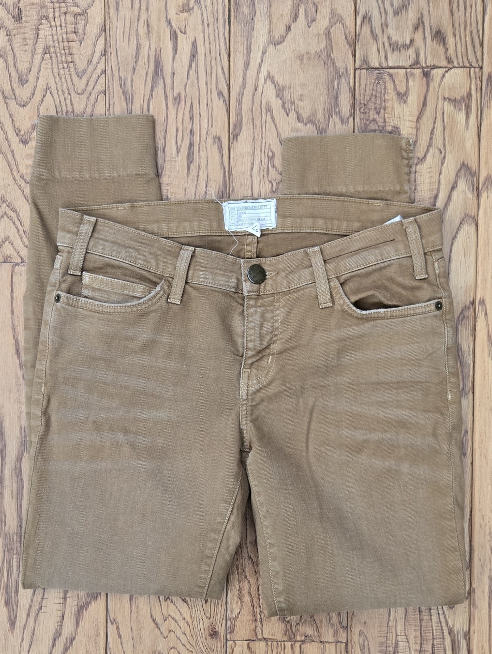 Current Elliott Slit Stiletto Pant Denim, Oregano Brown. Size 27 Jeans